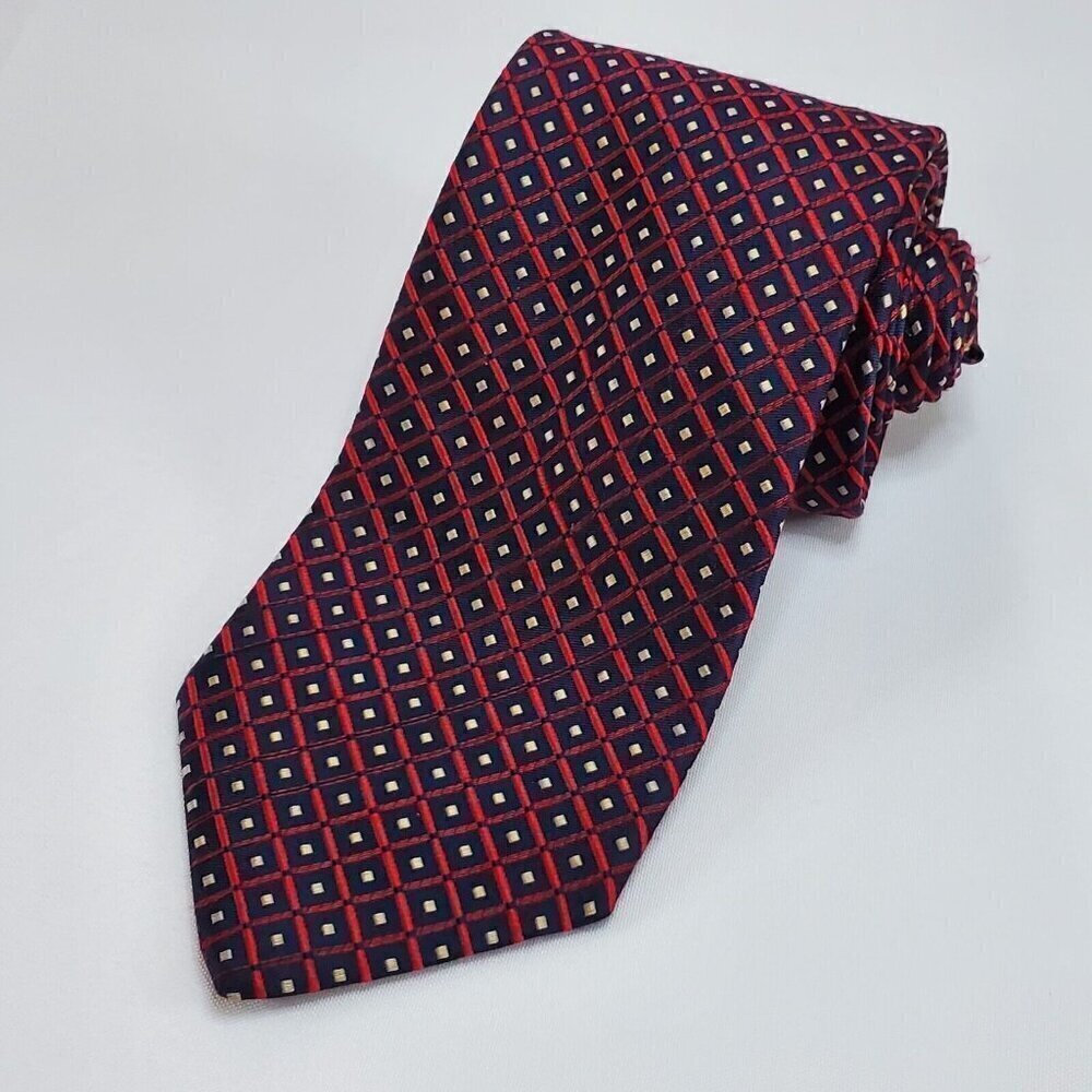 Zadi Andrews Ties Milano Italy Neckwear Men’s Silk Tie Geometric Red Navy Blue
